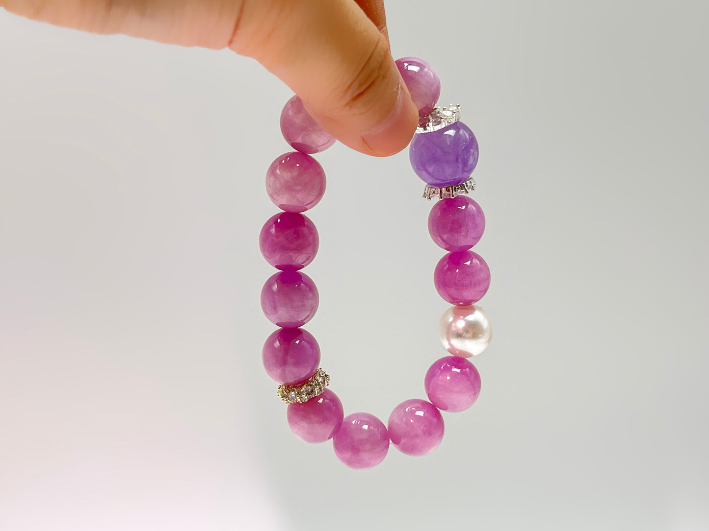Natural Kunzite & Lavender Amethyst Bracelet - Divine Love & Spiritual Awakening Crystal