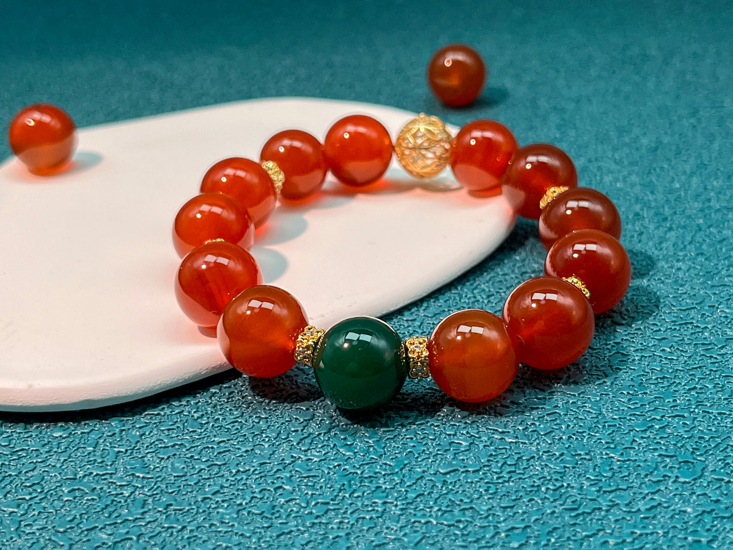 Red Agate & Green Agate Bracelet - Protection & Vitality Crystal Jewelry