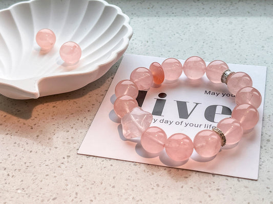 Rare Grapefruit Rose Quartz Bracelet - Ultimate Love & Self-Worth Crystal