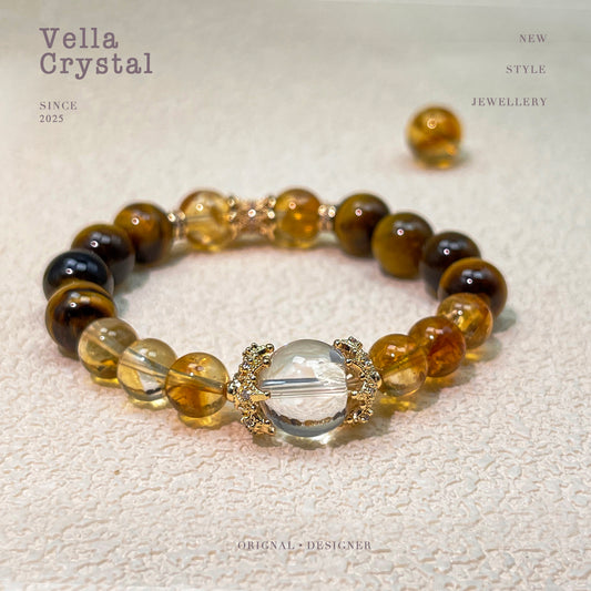 Tiger's Eye & Citrine Bracelet - Merchant's Stone for Wealth & Success