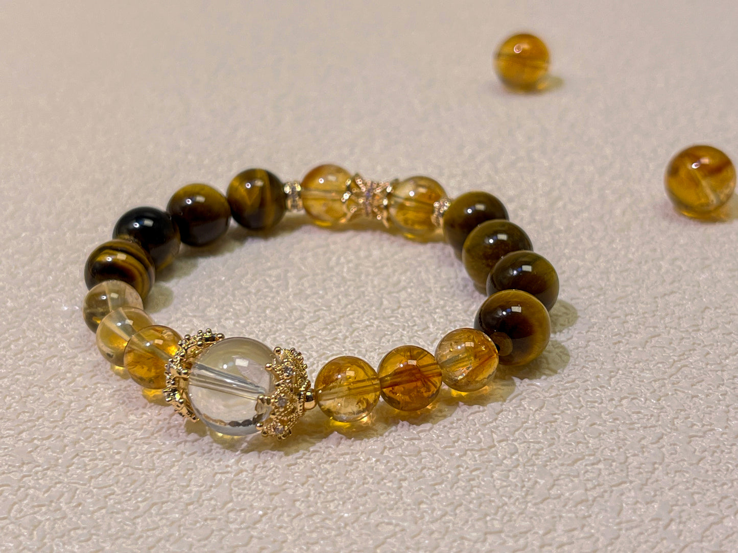 Tiger's Eye & Citrine Bracelet - Merchant's Stone for Wealth & Success