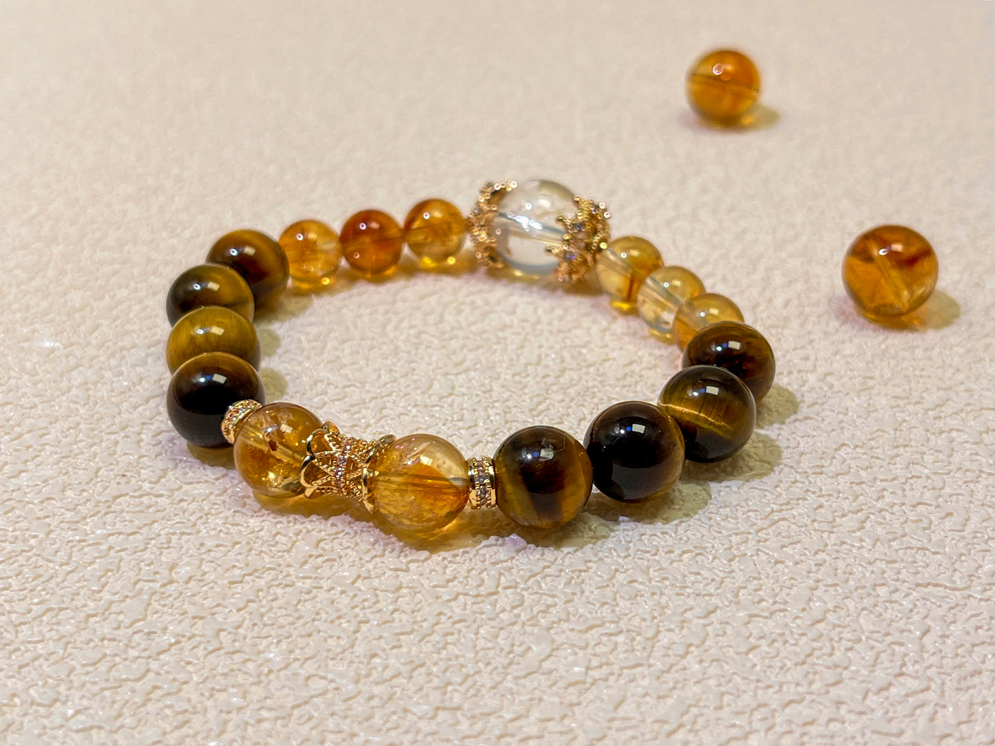 Tiger's Eye & Citrine Bracelet - Merchant's Stone for Wealth & Success