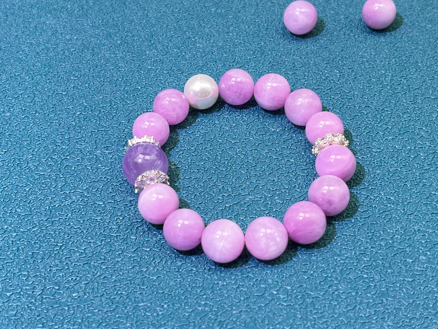 Natural Kunzite & Lavender Amethyst Bracelet - Divine Love & Spiritual Awakening Crystal