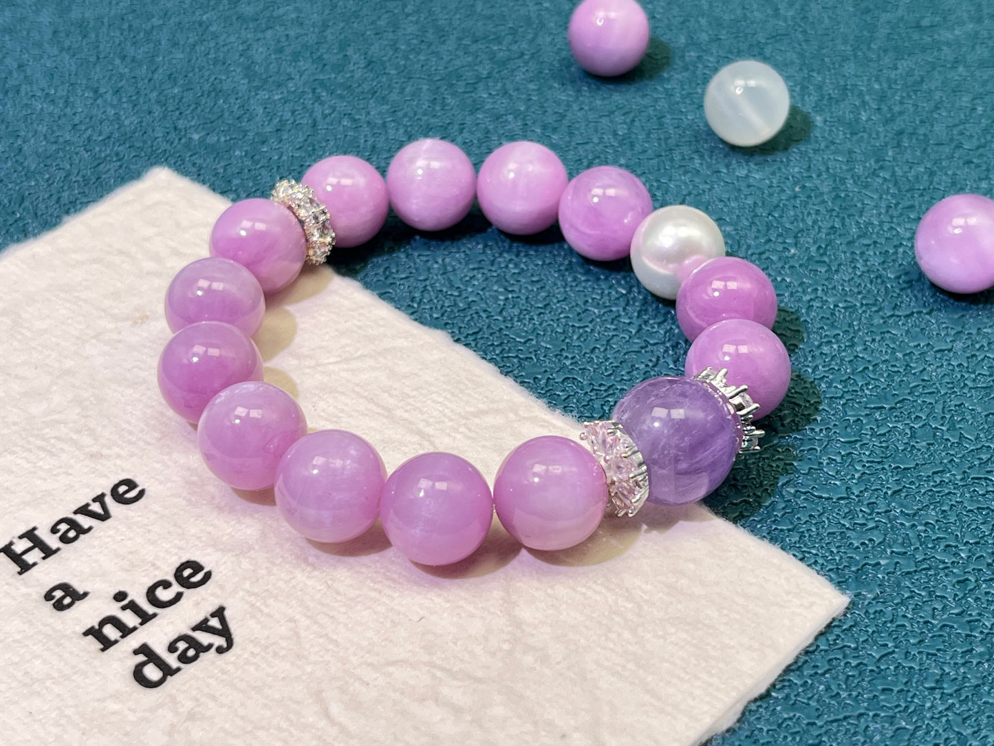 Natural Kunzite & Lavender Amethyst Bracelet - Divine Love & Spiritual Awakening Crystal
