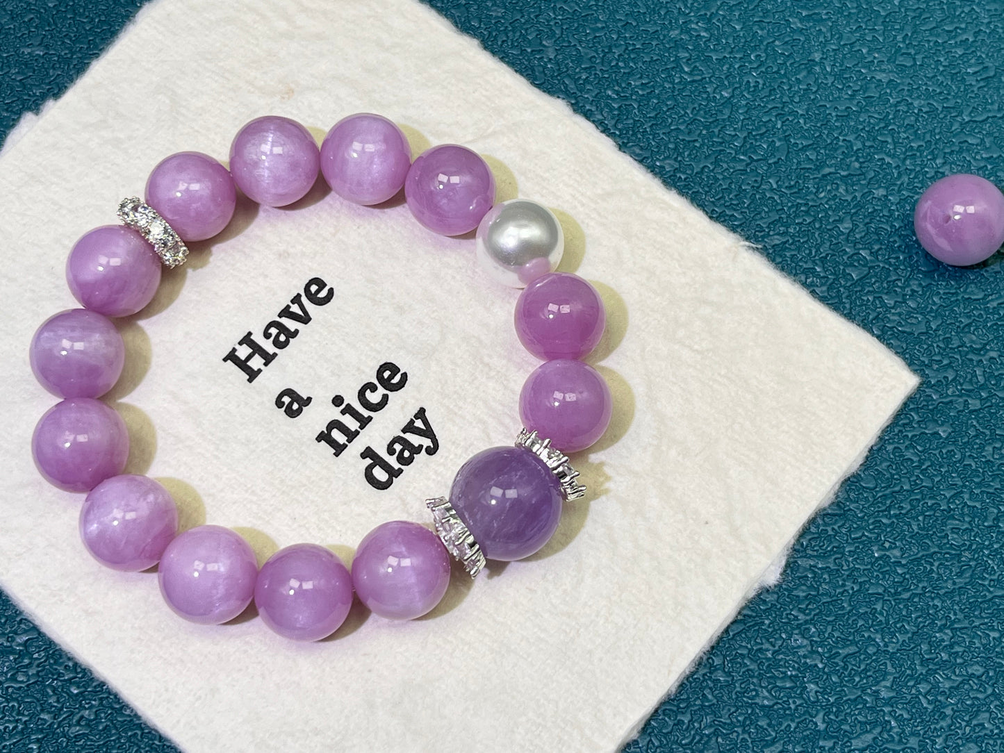 Natural Kunzite & Lavender Amethyst Bracelet - Divine Love & Spiritual Awakening Crystal