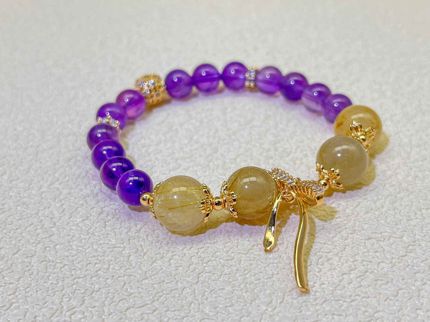 Natural Amethyst & Citrine Bracelet - Peaceful Mind & Abundant Life Crystal