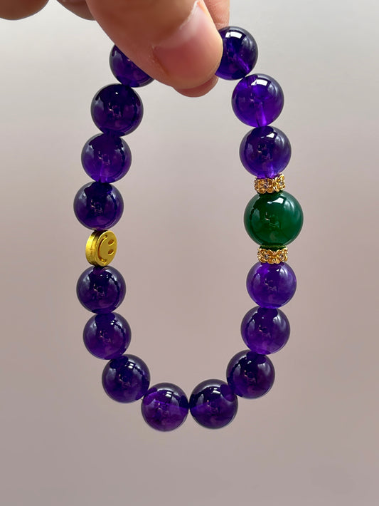 Amethyst & Green Agate Bracelet - Spiritual Growth & Grounding Crystal Jewelry