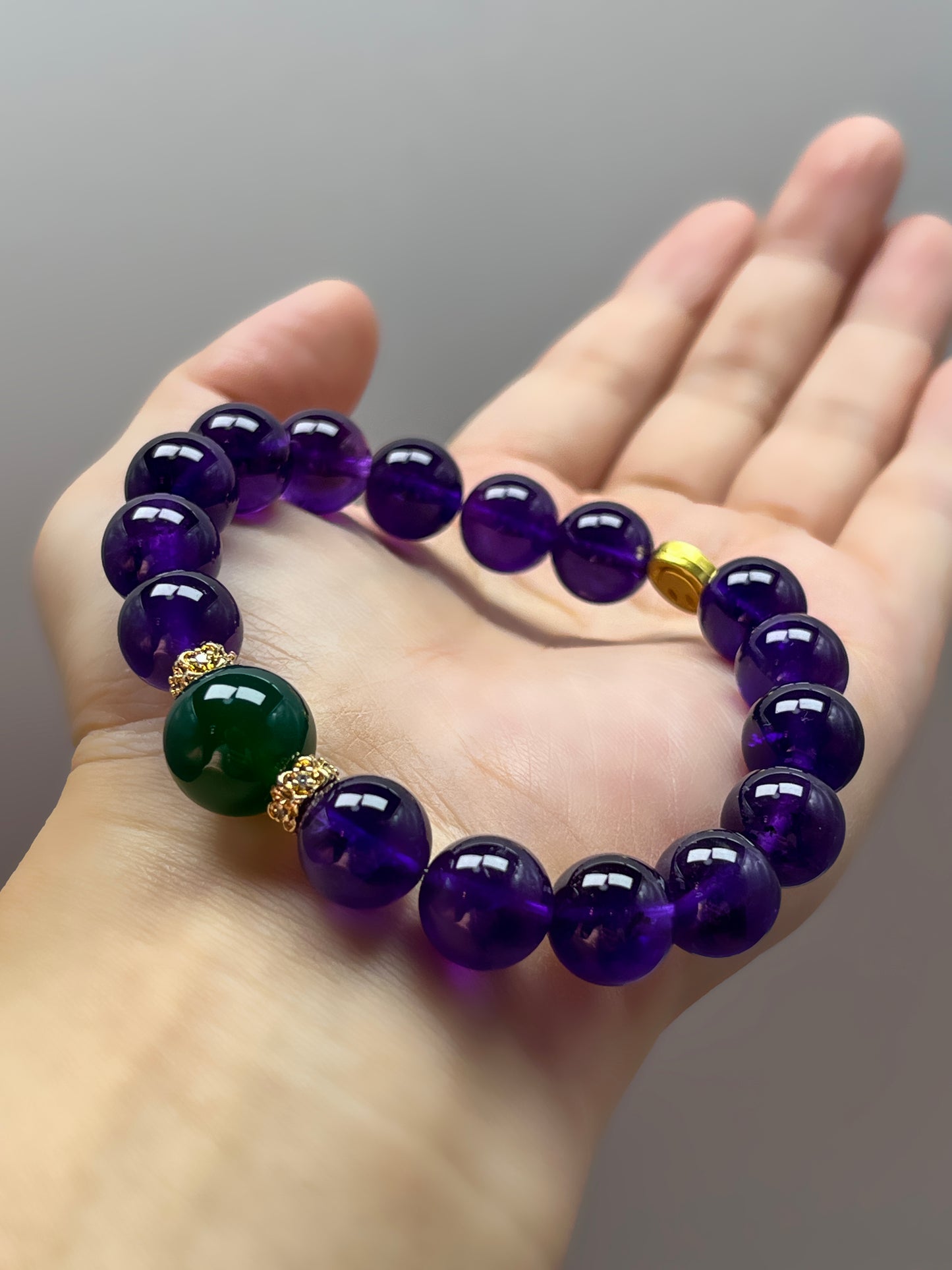 Amethyst & Green Agate Bracelet - Spiritual Growth & Grounding Crystal Jewelry