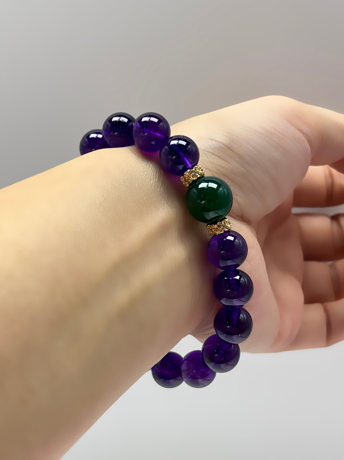 Amethyst & Green Agate Bracelet - Spiritual Growth & Grounding Crystal Jewelry