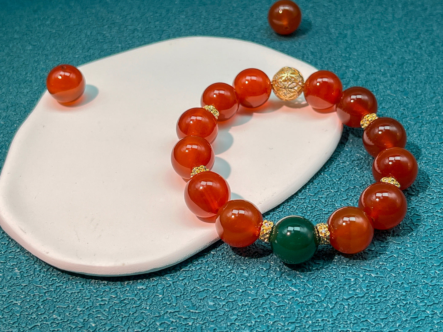 Red Agate & Green Agate Bracelet - Protection & Vitality Crystal Jewelry