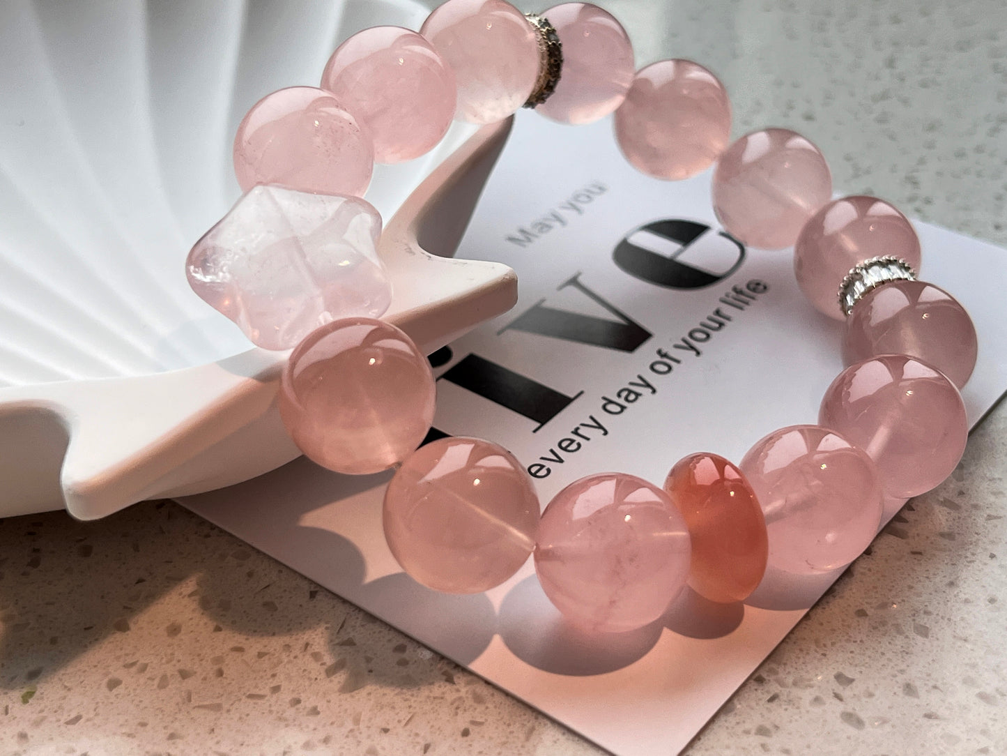 Rare Grapefruit Rose Quartz Bracelet - Ultimate Love & Self-Worth Crystal