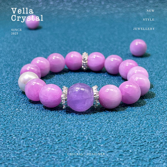 Natural Kunzite & Lavender Amethyst Bracelet - Divine Love & Spiritual Awakening Crystal