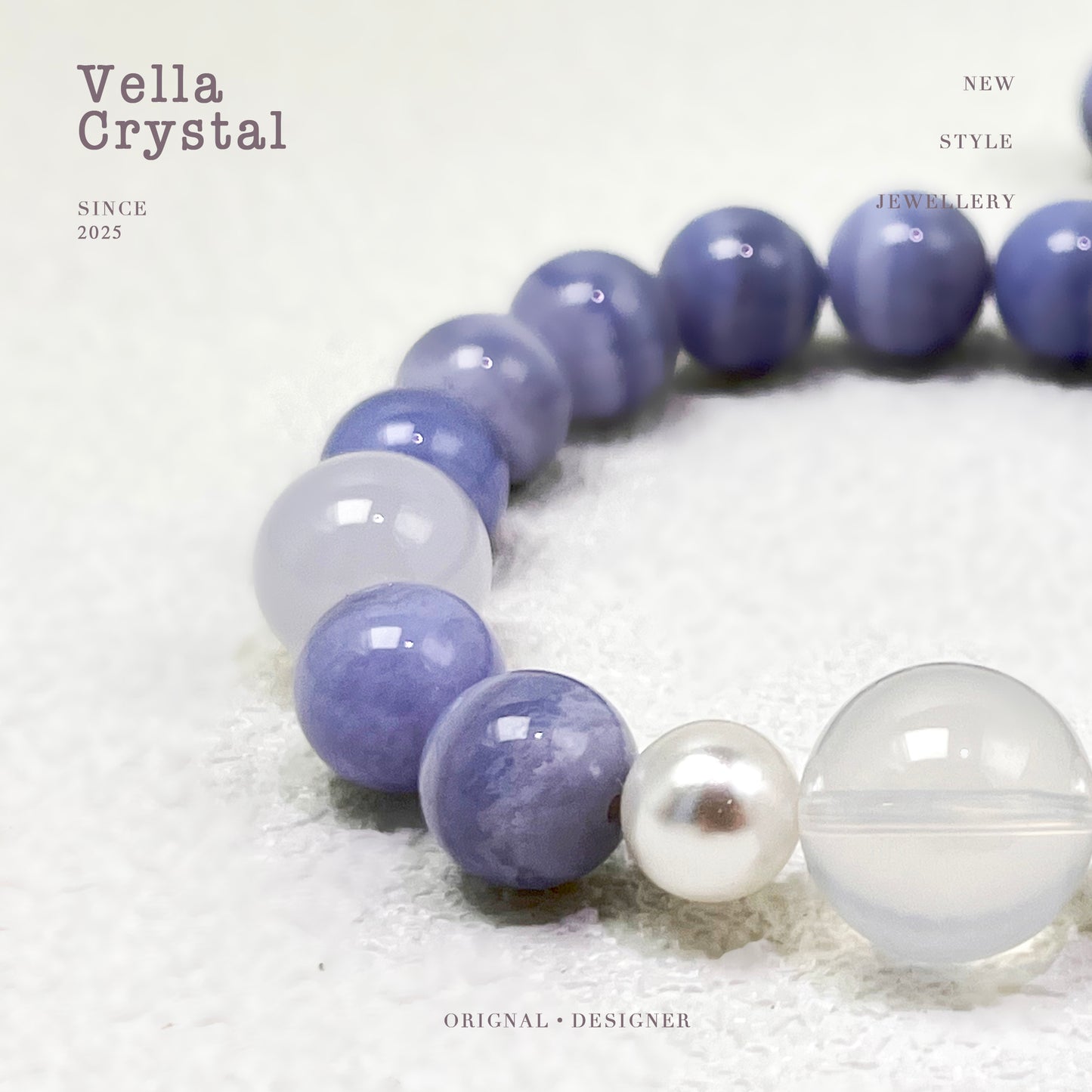 Blue Lace Agate & Milky White Quartz Bracelet - Calm Communication Crystal Jewelry