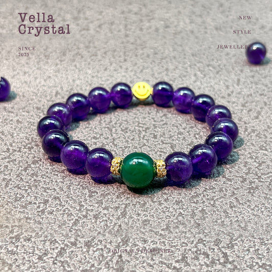 Amethyst & Green Agate Bracelet - Spiritual Growth & Grounding Crystal Jewelry